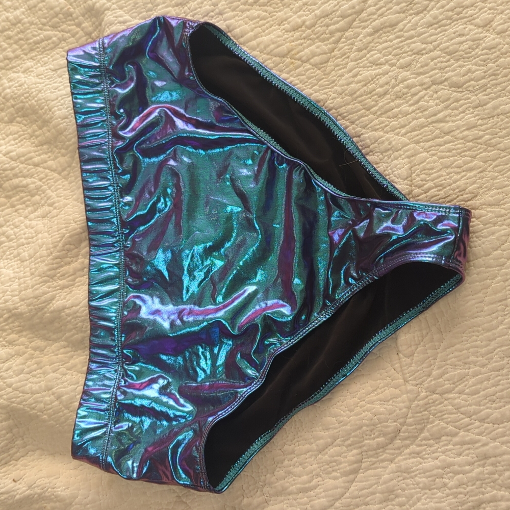 CLUBEXX Pole Wear Metallic Blue Booty Shorts Size L